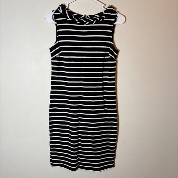 Talbots Petite Black and White Striped Sleeveless Sheath Dress Career Size P - Picture 1 of 9